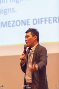 Taken while I was speaking on the stage during STM Bangkok meetup. Credit to 317 Media.